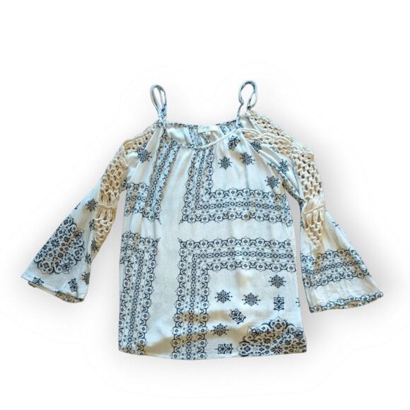 UMGEE Bohemian Off The Shoulder Tank Crochet Bell Sleeves Breathable Size Small - Picture 2 of 5